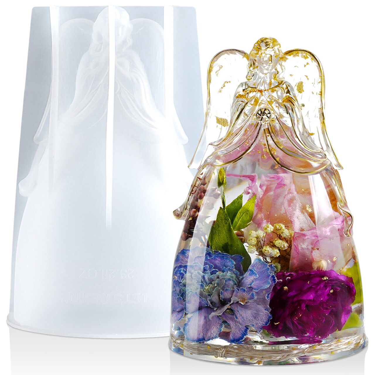 LET'S RESIN Angel Figurines Resin Epoxy Molds, Large Angel Silicone Molds for Preserved Flowers, Birthday Gifts for Women